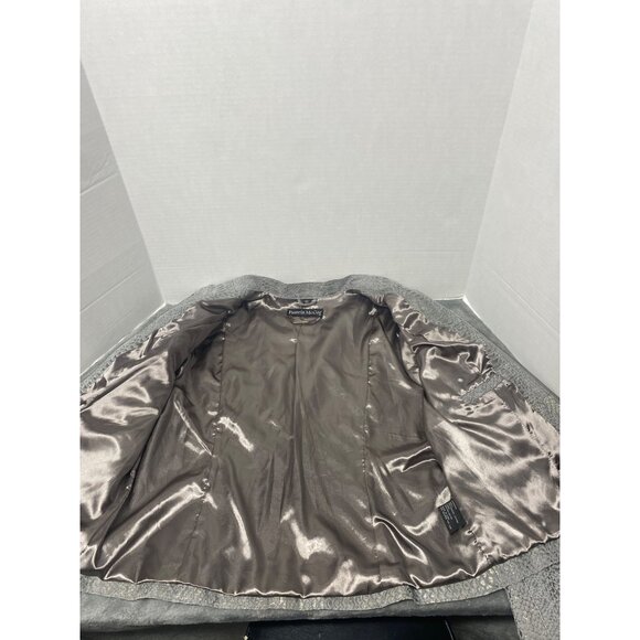 Pamela McCoy Leather Snakeskin print Gray Women’s Sz L shoulder pads - Picture 6 of 12